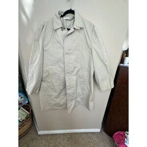 Vintage London Fog Mens tan Coat 40R claeth cloth polyester button up zip collar